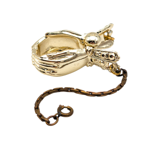 Vintage Gold Tone Figural Hand Glove Clip Keychain