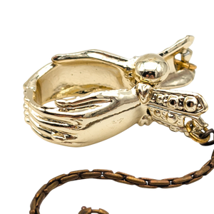 Vintage Gold Tone Figural Hand Glove Clip Keychain