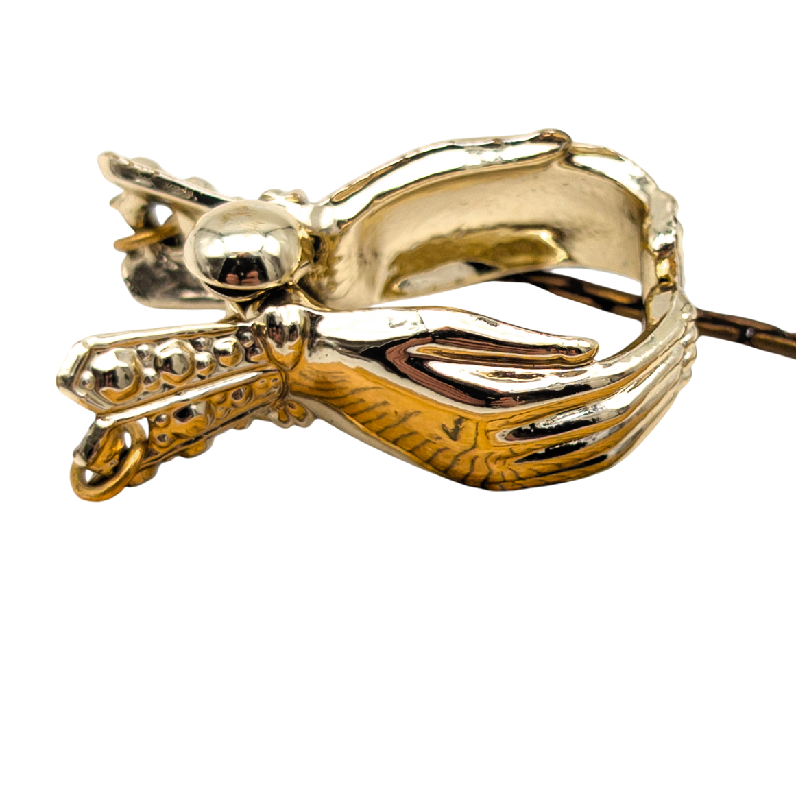 Vintage Gold Tone Figural Hand Glove Clip Keychain