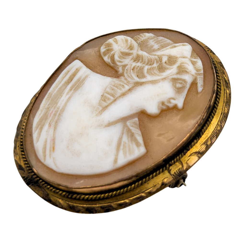 Vintage Gold Filled Cameo Pin