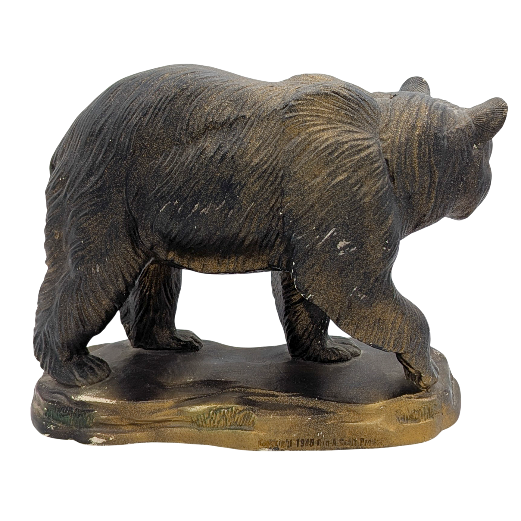 Vintage 1948 Orn-A-Craft Chalkware Black Bear Statue