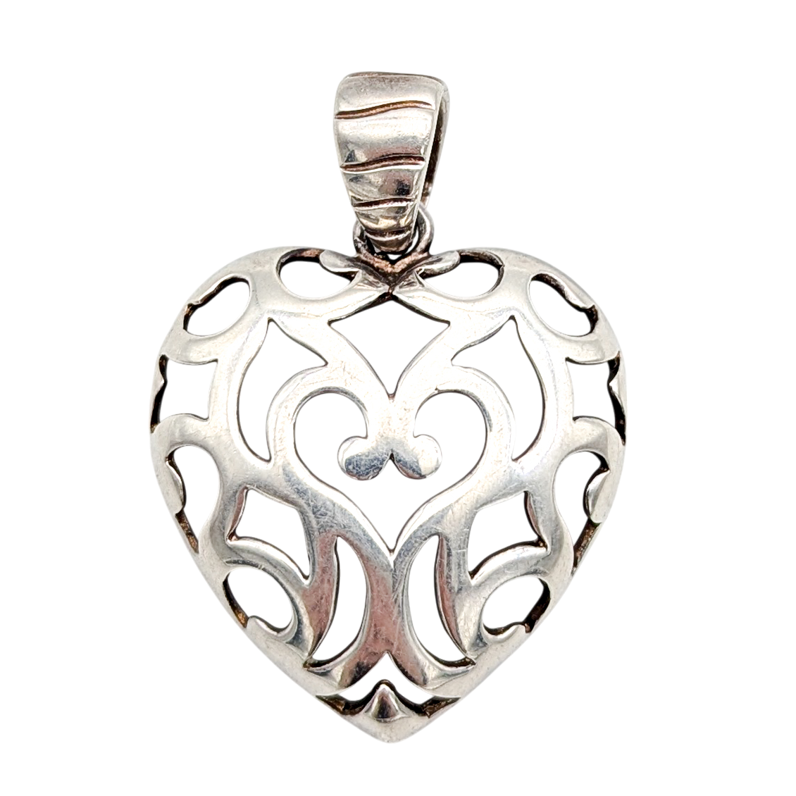 Sterling Silver Pierced Openwork Heart Pendant