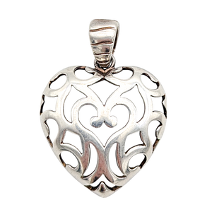 Sterling Silver Pierced Openwork Heart Pendant