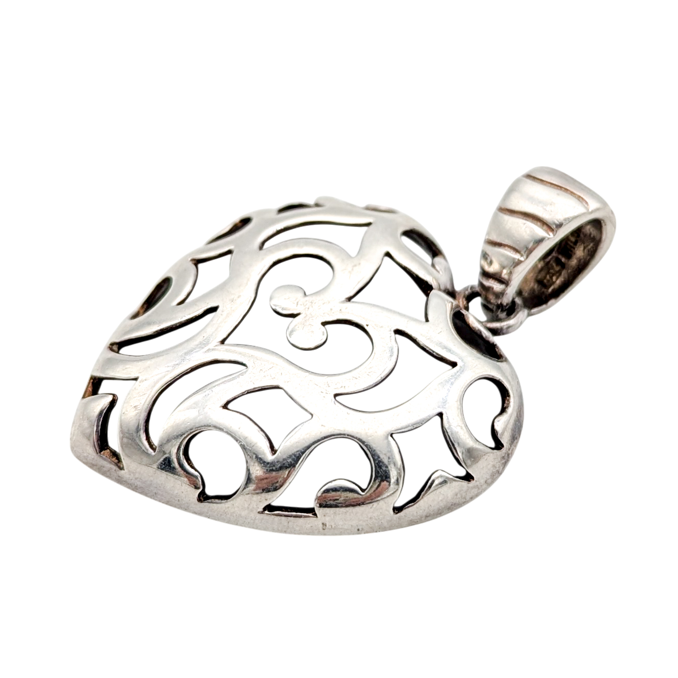Sterling Silver Pierced Openwork Heart Pendant