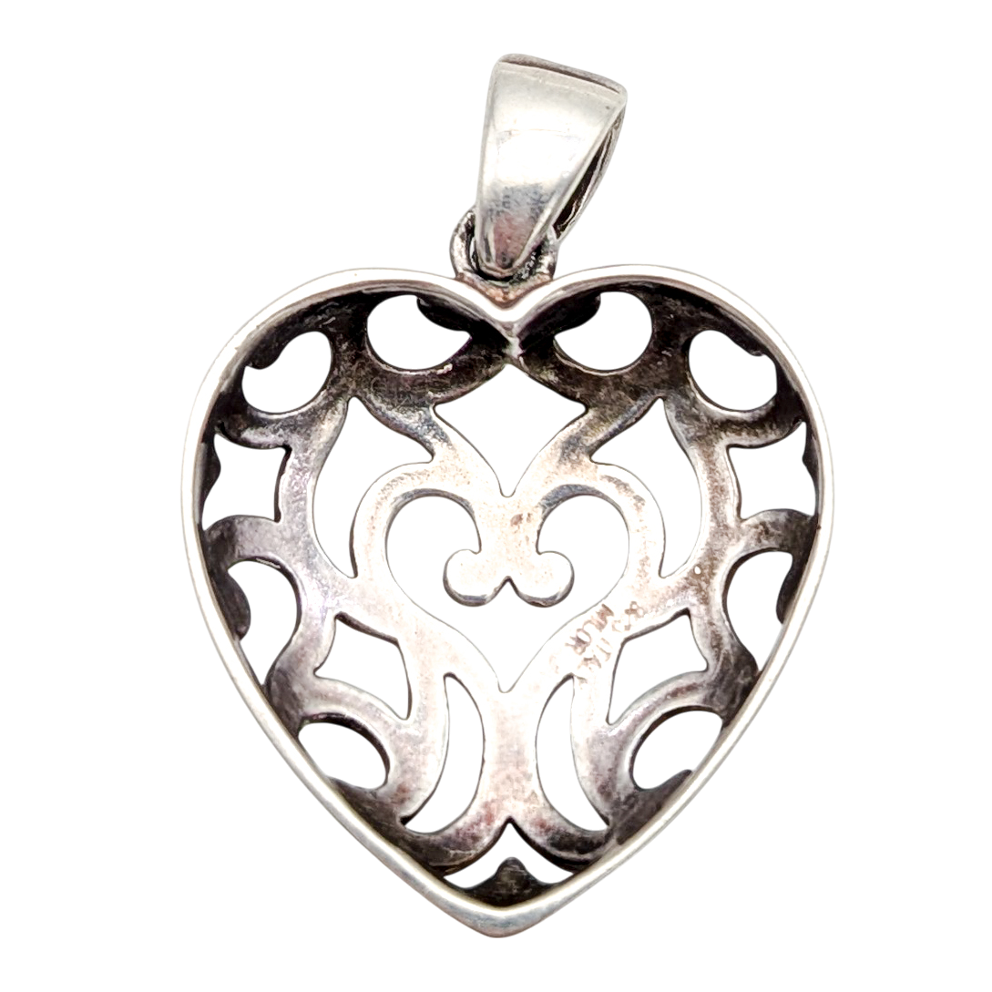 Sterling Silver Pierced Openwork Heart Pendant