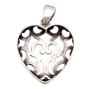 Sterling Silver Pierced Openwork Heart Pendant