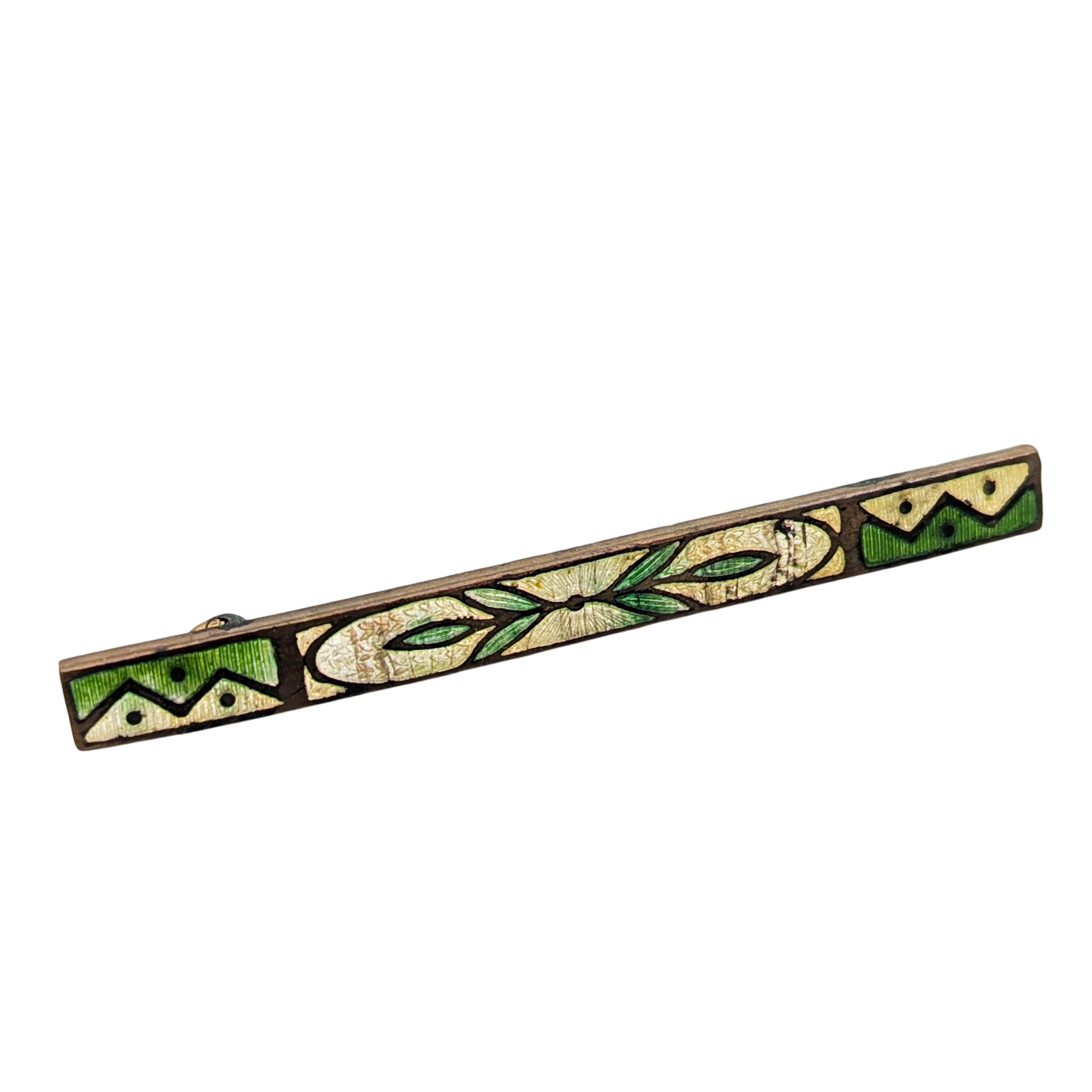Antique Art Nouveau Guilloche Enamel Bar Brooch