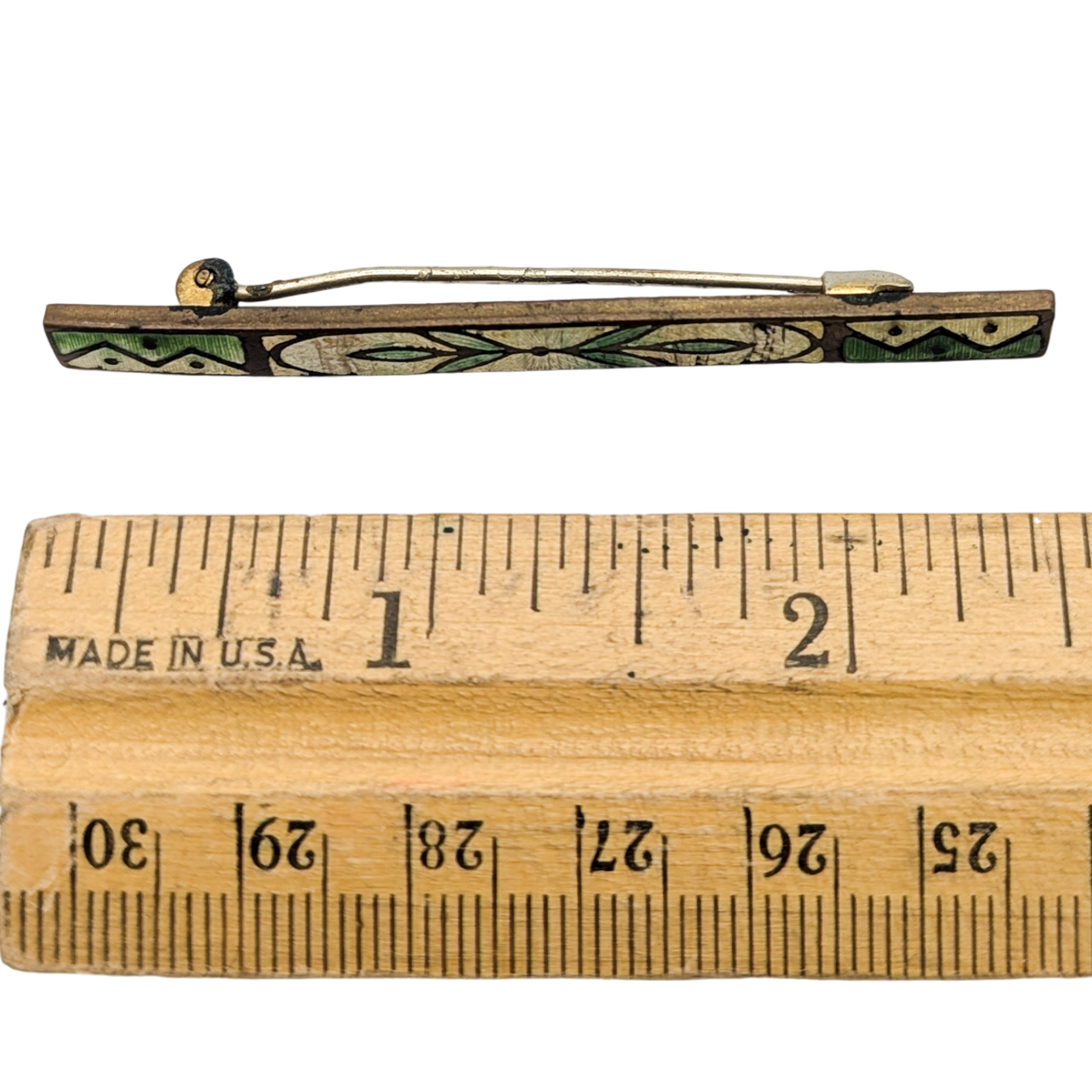 Antique Art Nouveau Guilloche Enamel Bar Brooch