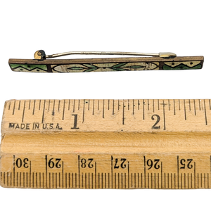 Antique Art Nouveau Guilloche Enamel Bar Brooch