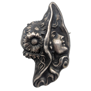 Vintage Repousse Sterling 3D Cameo Brooch