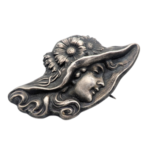Vintage Repousse Sterling 3D Cameo Brooch