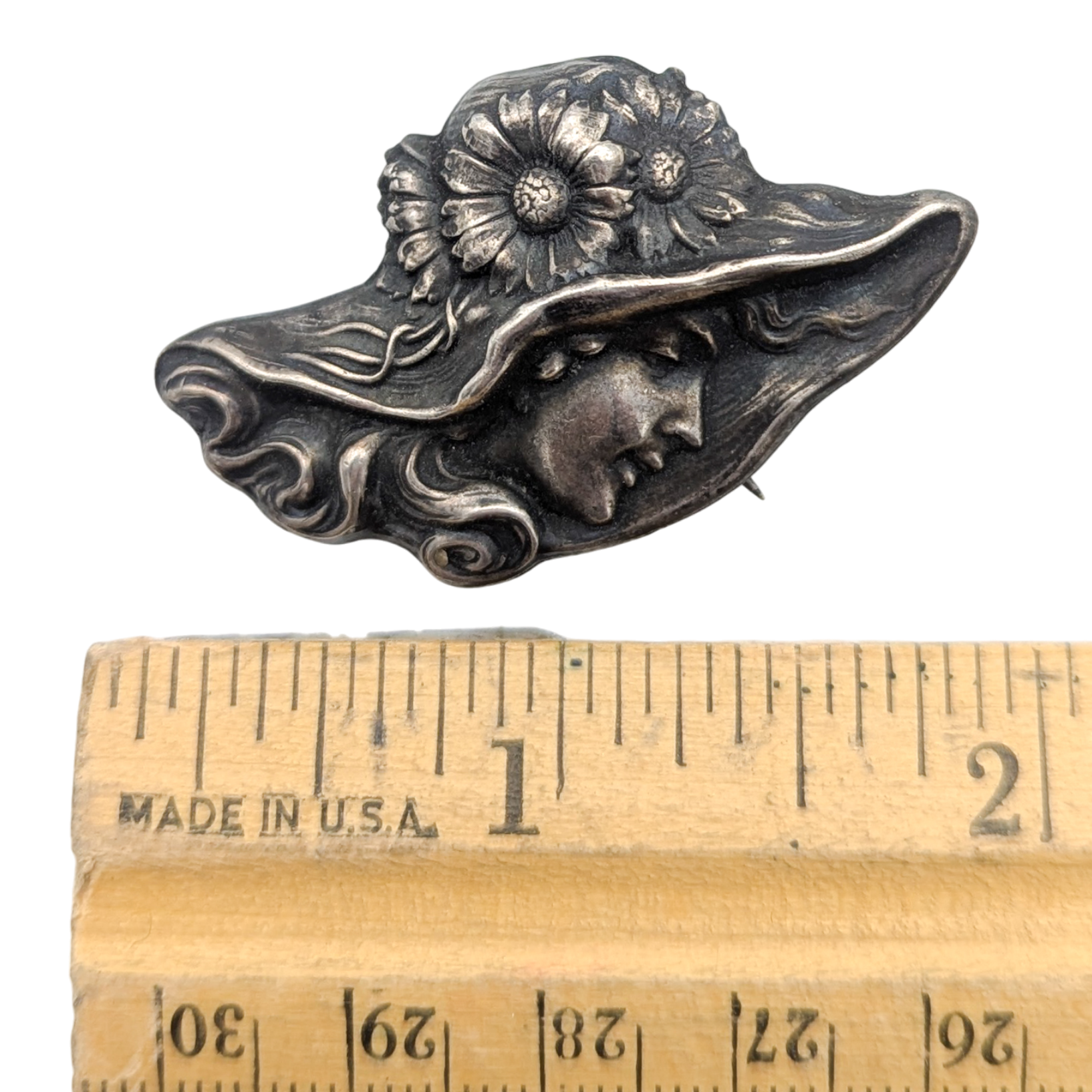 Vintage Repousse Sterling 3D Cameo Brooch
