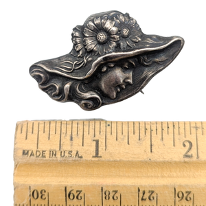 Vintage Repousse Sterling 3D Cameo Brooch