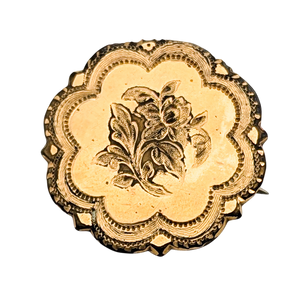 Antique Victorian Gold Filled Round Floral Brooch