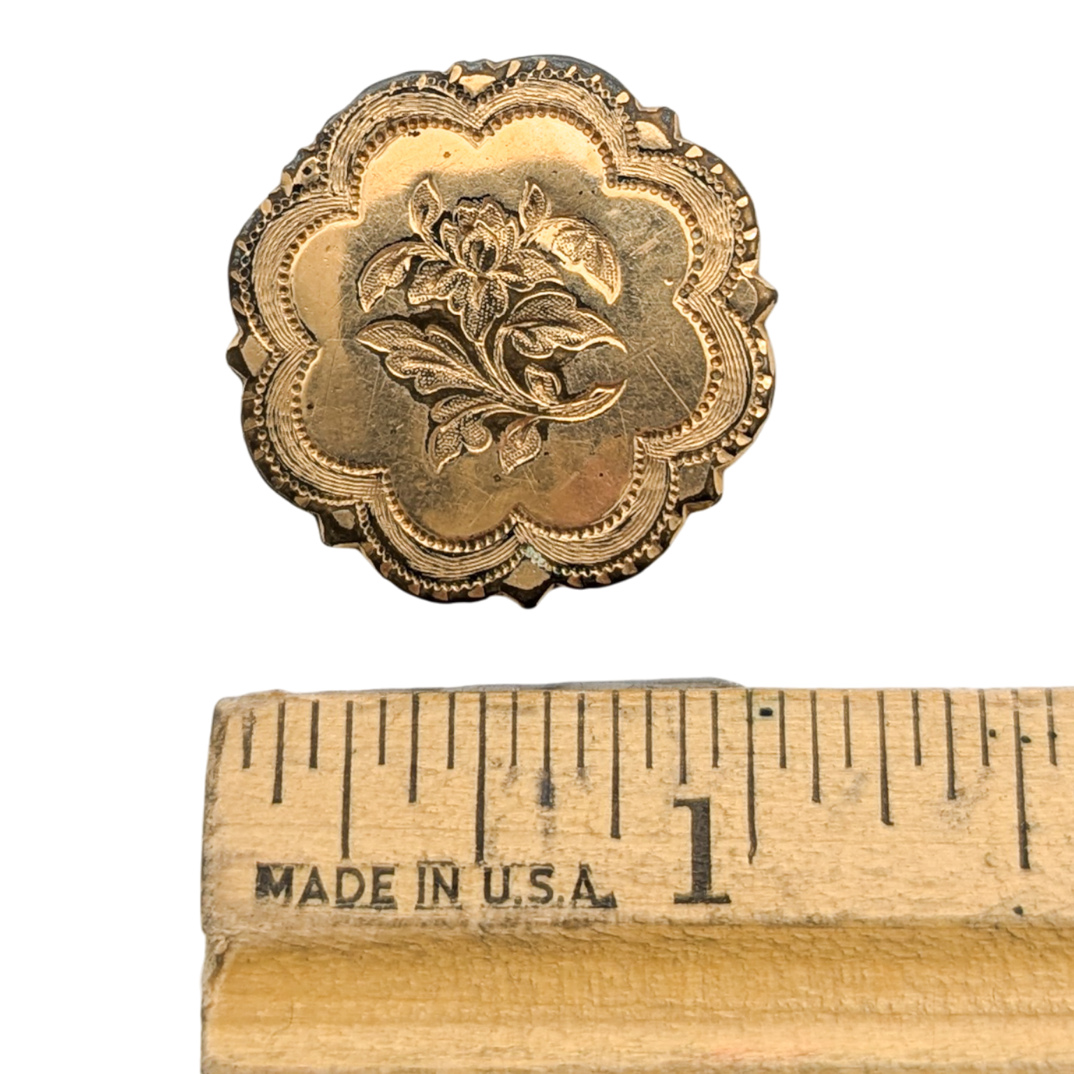 Antique Victorian Gold Filled Round Floral Brooch