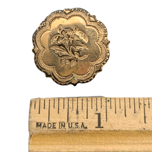Antique Victorian Gold Filled Round Floral Brooch