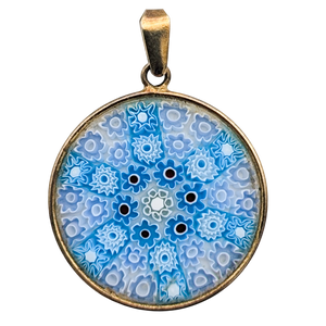 Vintage Italian 800 Silver Millefiori Glass Pendant