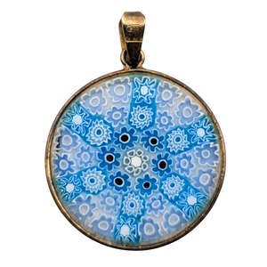 Vintage Italian 800 Silver Millefiori Glass Pendant