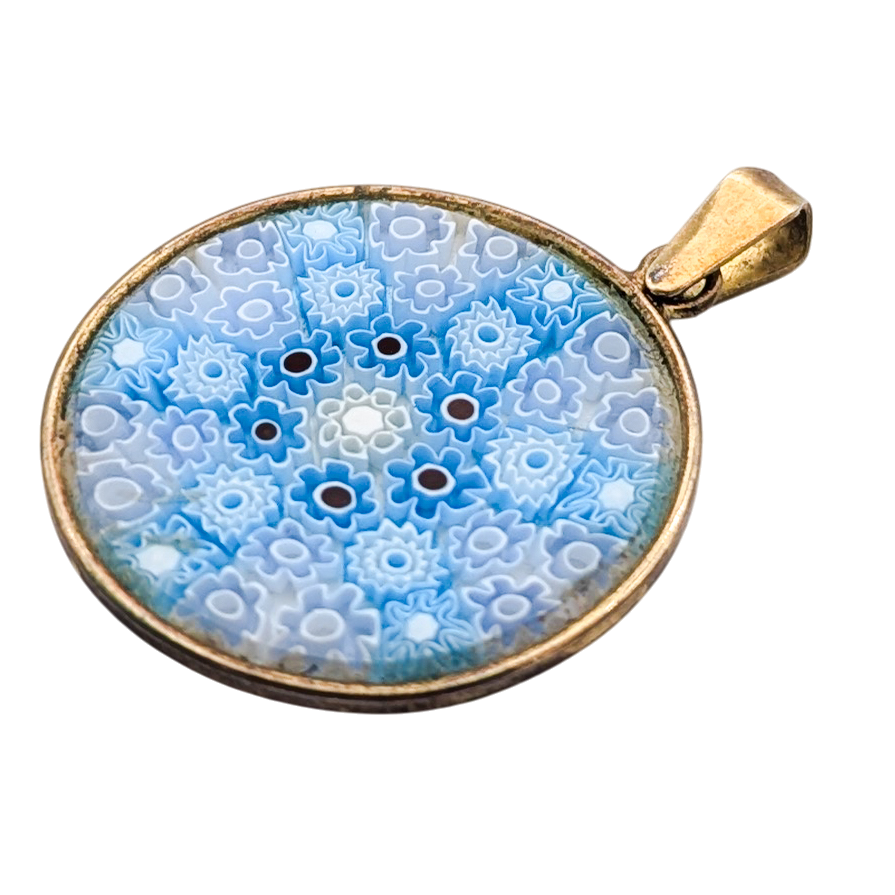Vintage Italian 800 Silver Millefiori Glass Pendant