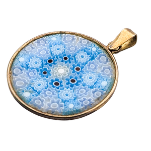 Vintage Italian 800 Silver Millefiori Glass Pendant