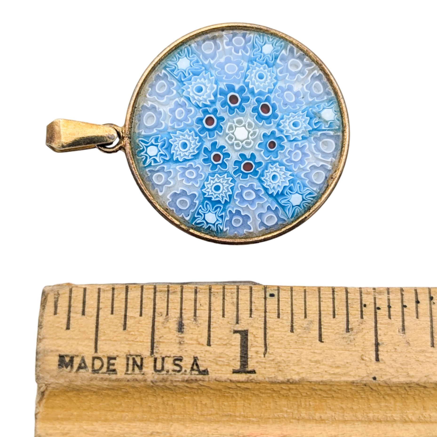 Vintage Italian 800 Silver Millefiori Glass Pendant