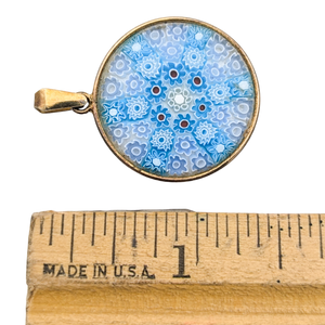 Vintage Italian 800 Silver Millefiori Glass Pendant