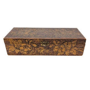 Antique Flemish Art Wood Burned Trinket Box