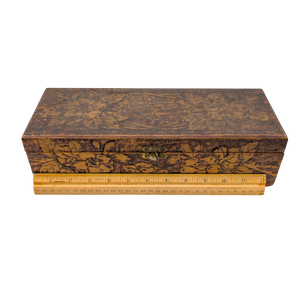Antique Flemish Art Wood Burned Trinket Box