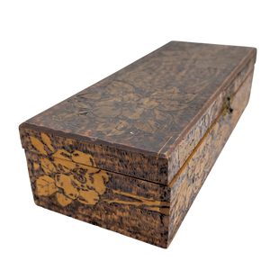 Antique Flemish Art Wood Burned Trinket Box