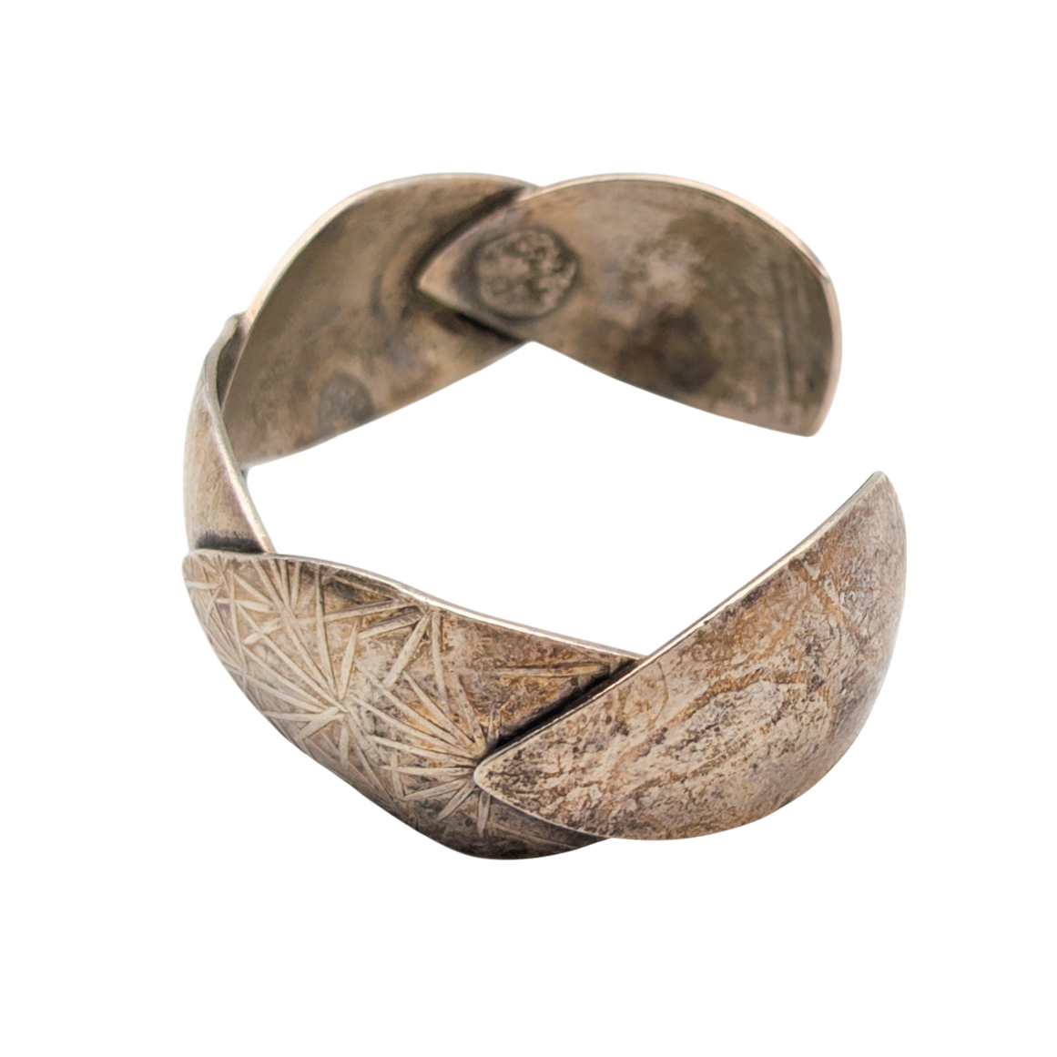 Vintage Sterling Silver Geometric Cuff Bracelet