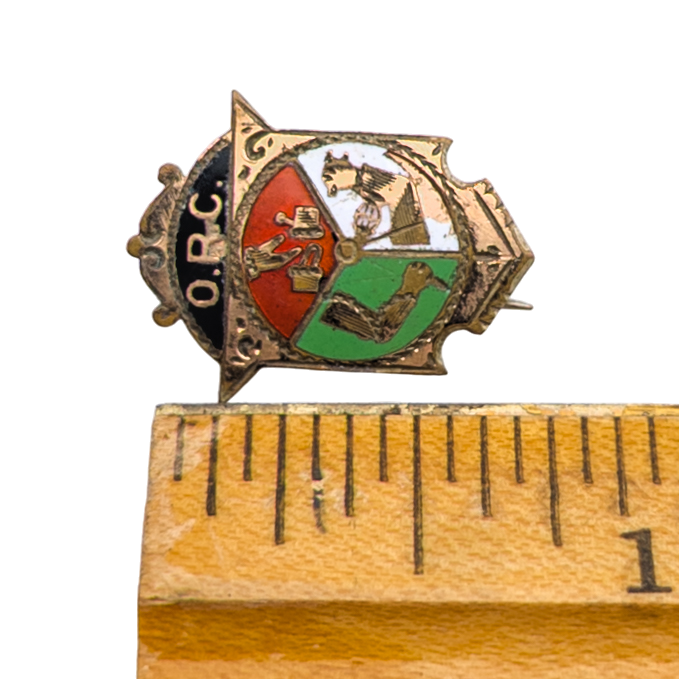 Antique Gold Filled Order of Railroad Conductors Enamel Lapel Pin
