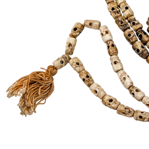 Vintage Tibetan Buddhist Carved Skull Prayer Beads