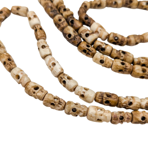 Vintage Tibetan Buddhist Carved Skull Prayer Beads