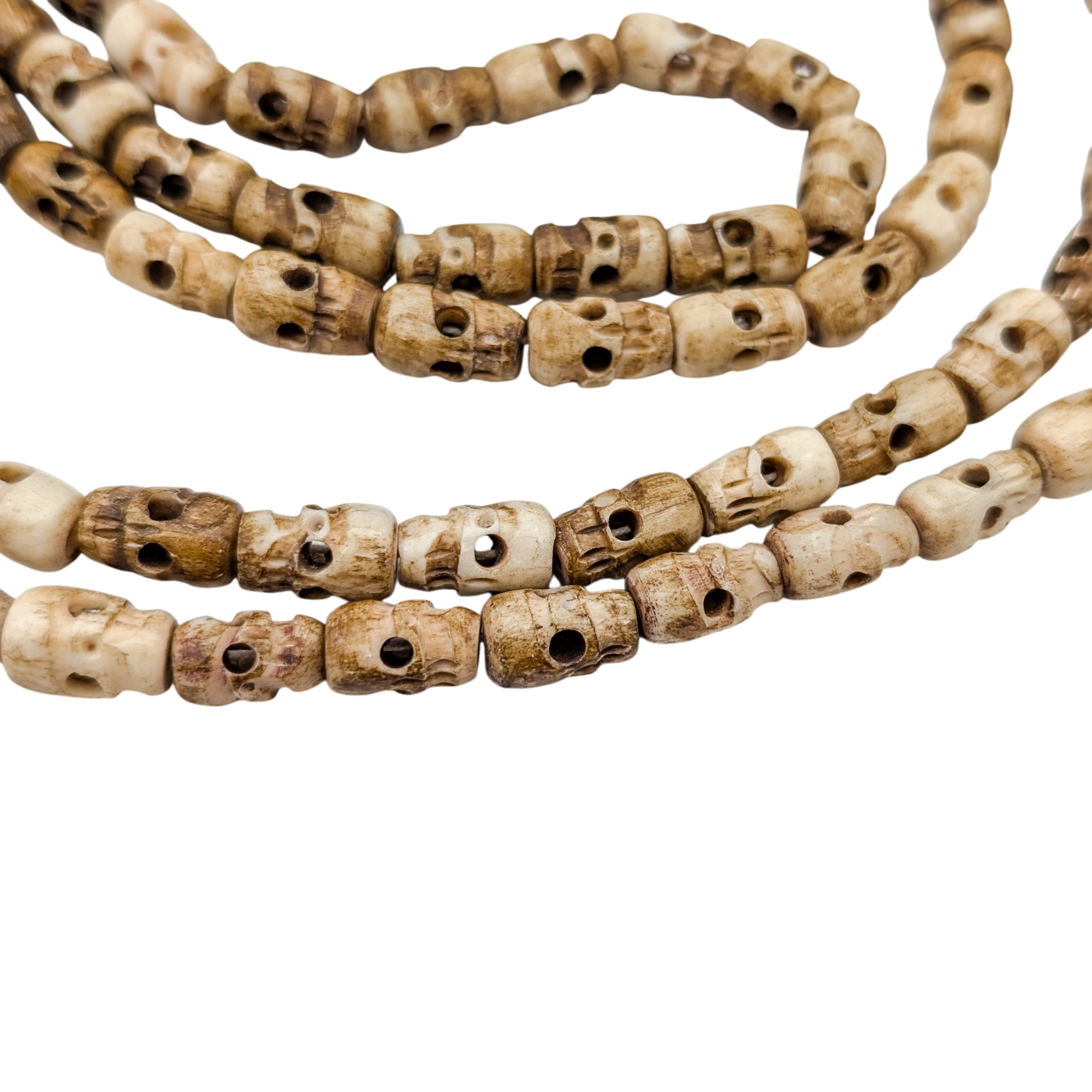 Vintage Tibetan Buddhist Carved Skull Prayer Beads