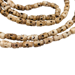 Vintage Tibetan Buddhist Carved Skull Prayer Beads
