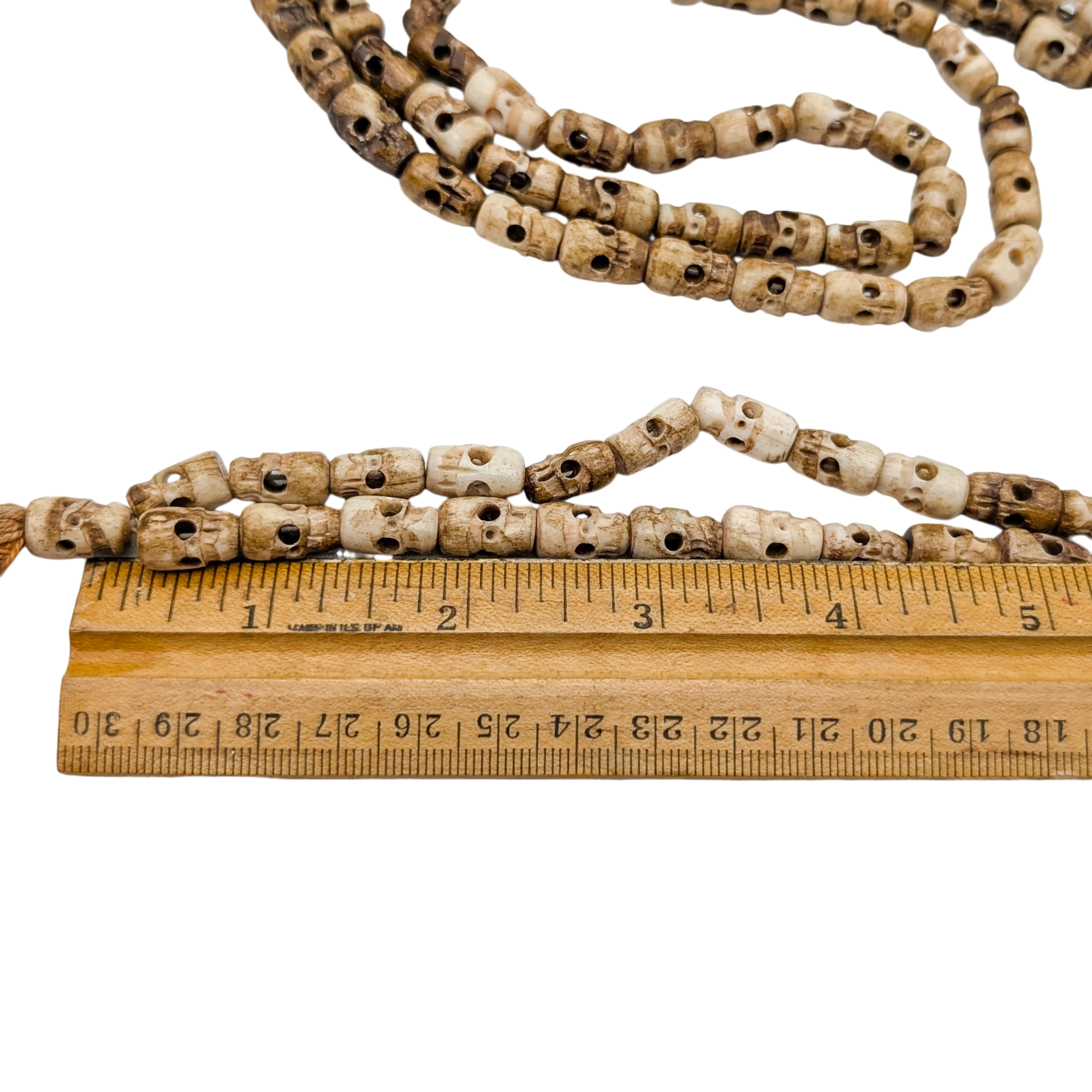 Vintage Tibetan Buddhist Carved Skull Prayer Beads