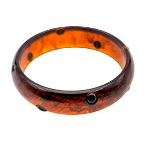 Vintage Inlaid Dot Root Beer Bakelite Bangle Bracelet