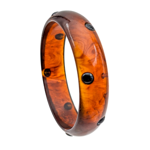 Vintage Inlaid Dot Root Beer Bakelite Bangle Bracelet