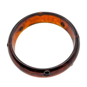 Vintage Inlaid Dot Root Beer Bakelite Bangle Bracelet