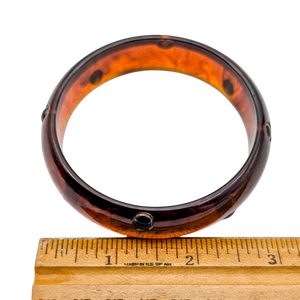 Vintage Inlaid Dot Root Beer Bakelite Bangle Bracelet