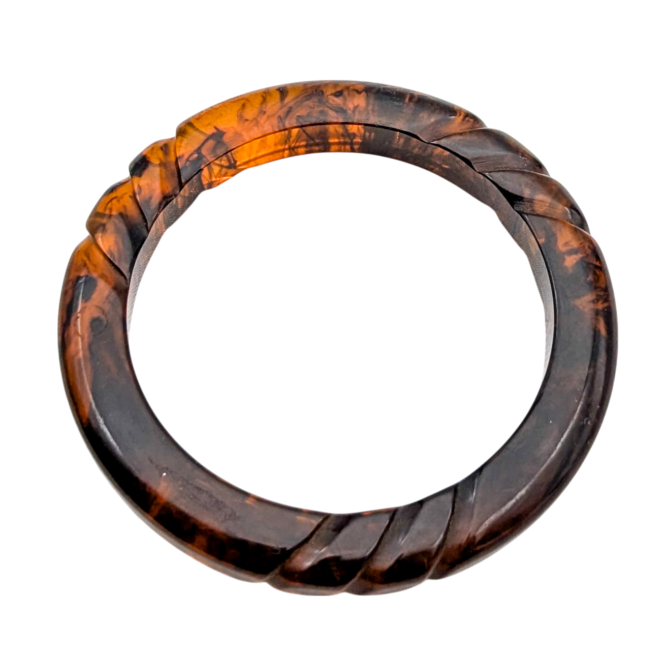 Vintage Carved Root Beer Bakelite Bangle Bracelet