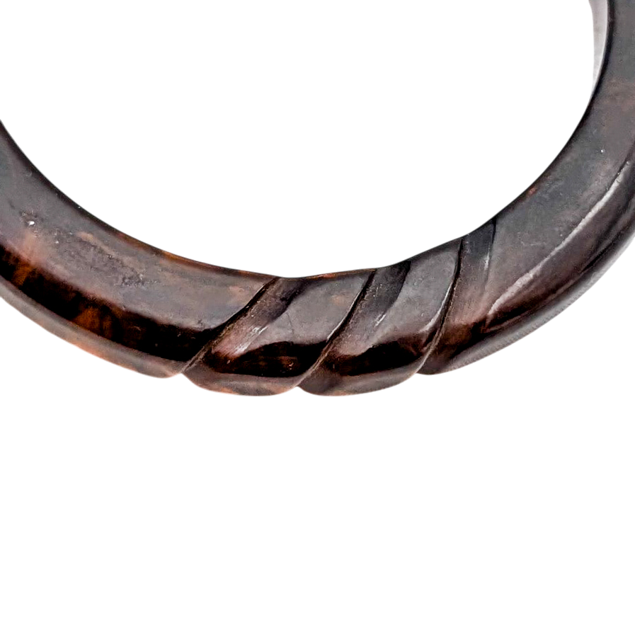 Vintage Carved Root Beer Bakelite Bangle Bracelet