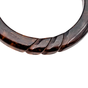 Vintage Carved Root Beer Bakelite Bangle Bracelet