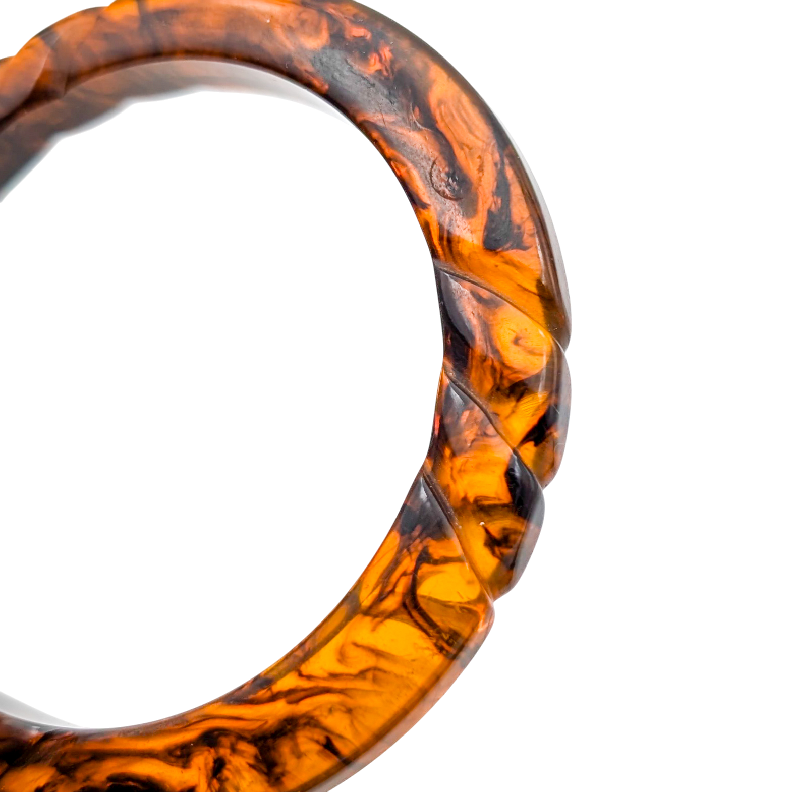 Vintage Carved Root Beer Bakelite Bangle Bracelet