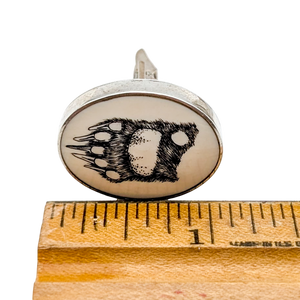 Vintage Sterling Silver Fossil Walrus Tusk Cuff Links