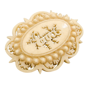 Antique Victorian Carved Bone Eva Name Brooch