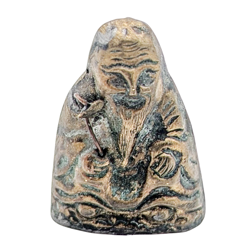 Antique Chinese Gilt Brass Longevity God Sew On Ornament