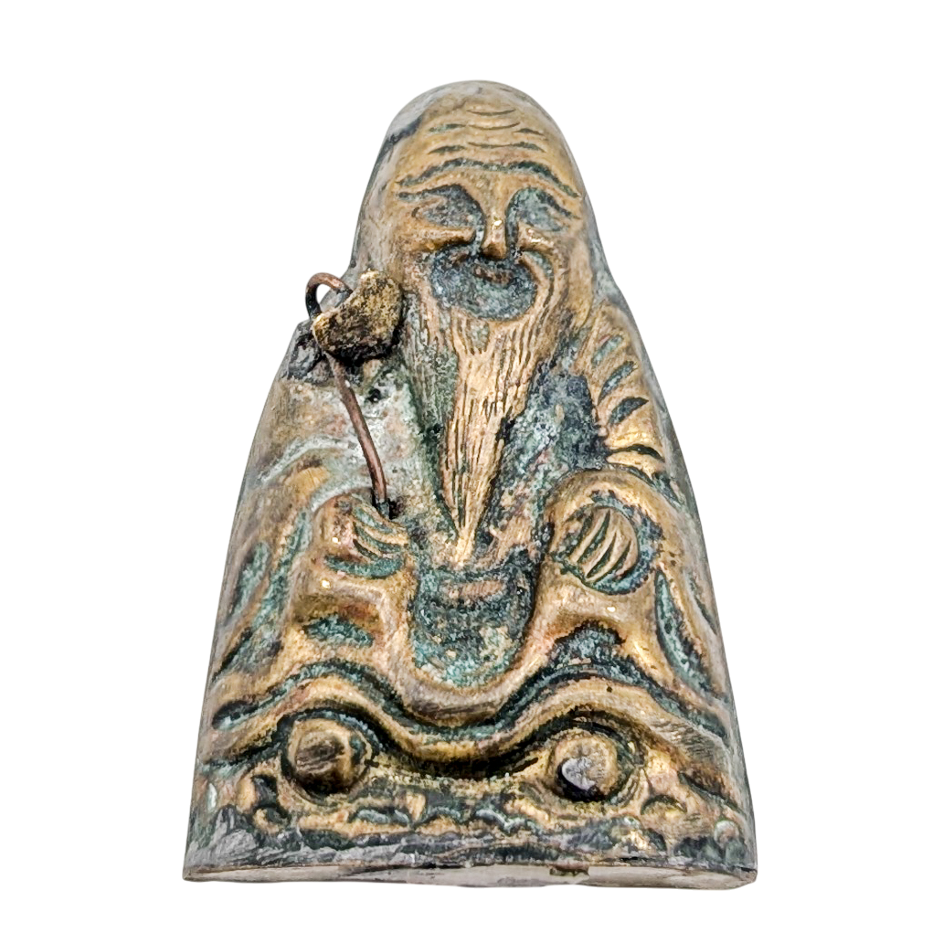 Antique Chinese Gilt Brass Longevity God Sew On Ornament