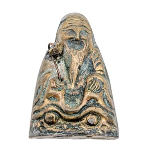 Antique Chinese Gilt Brass Longevity God Sew On Ornament