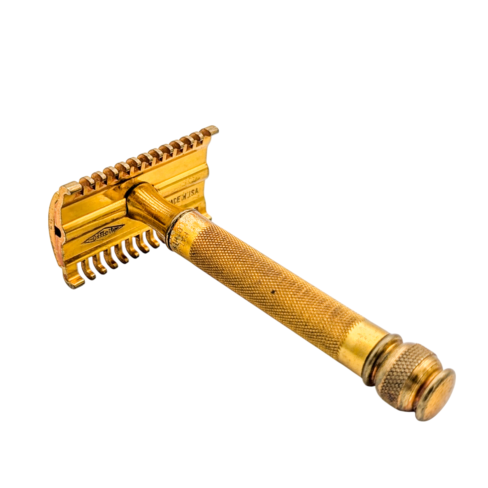 Antique 1920 Gold Tone Gillette Safety Razor
